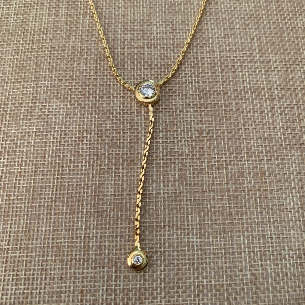Cobra Chain 2 Bezel Set Round Lariat CZ’S